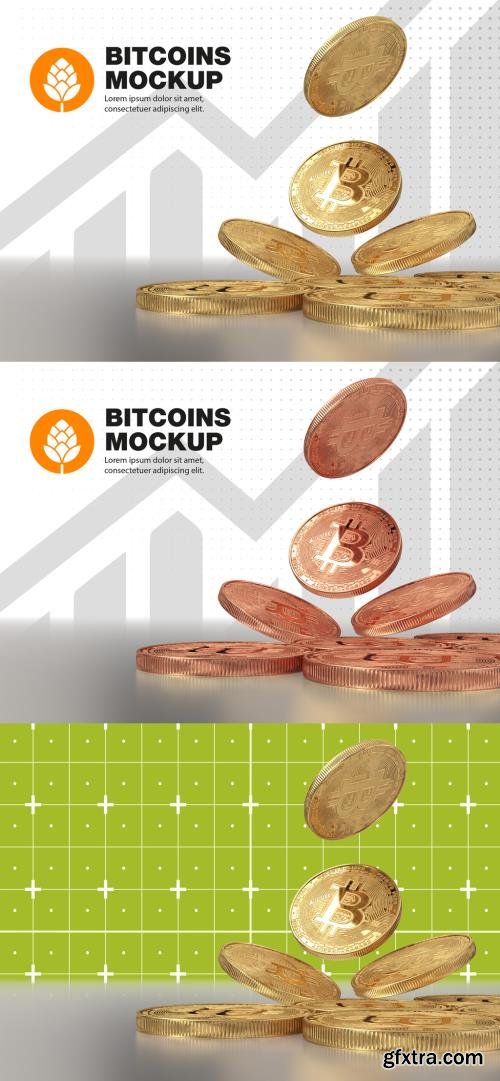 Golden Bitcoin Mockup 458570849