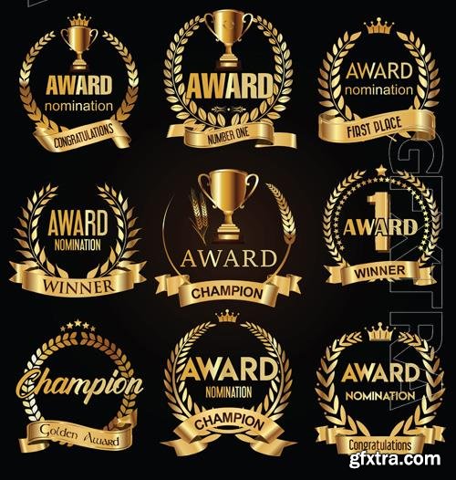 Vector award golden retro banner