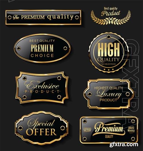 Vector gold and black sale labels retro vintage design collection