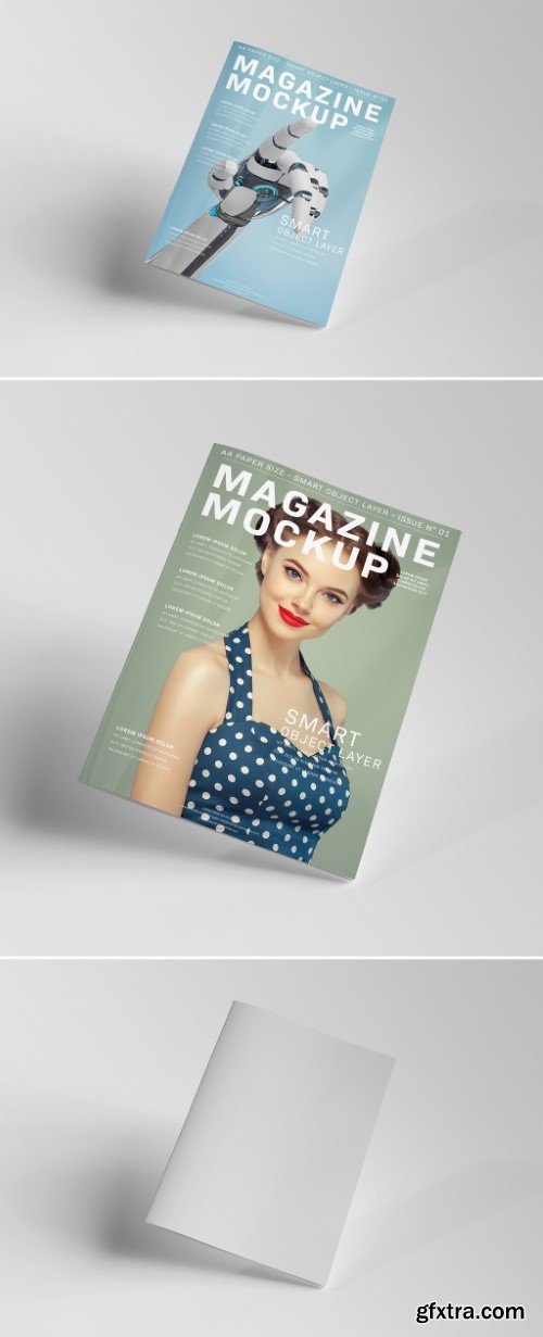 Magazine Cover Mockup Floating on White Background