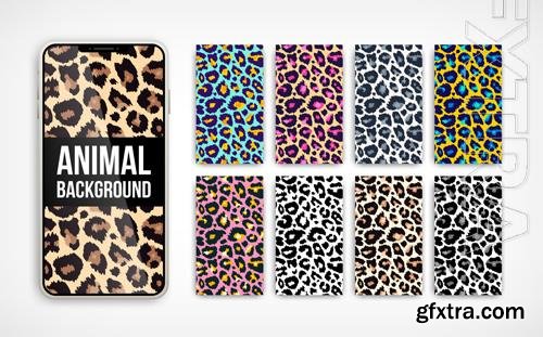 Vector trendy leopard abstract vertical background set