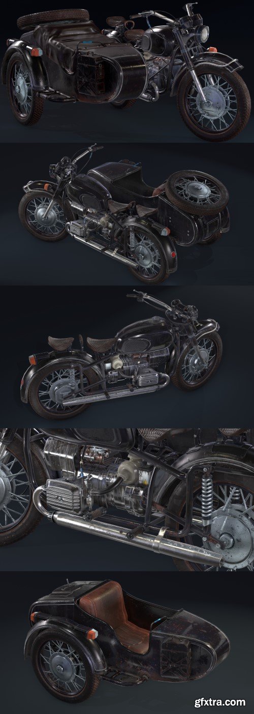 Dnepr MT-11 Sidecar Motorbike 3D Model