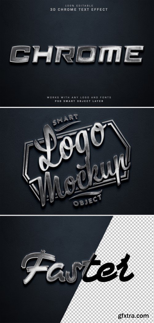 Chrome Metal Text Effect Mockup