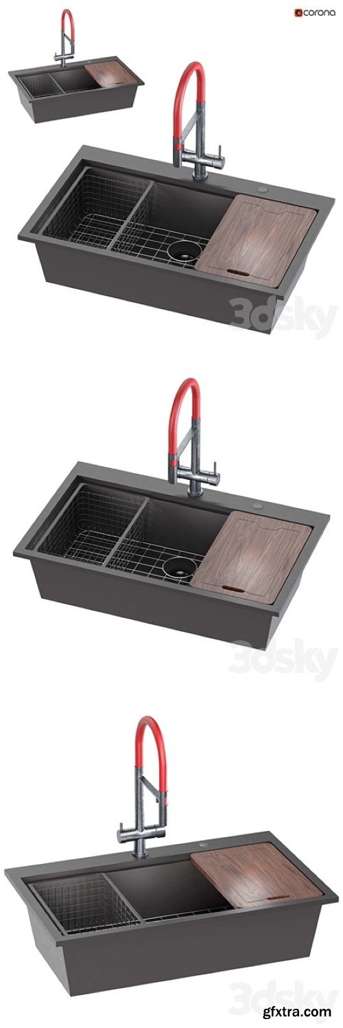 Doirteal 33 inch Drop in Black Farmhouse Sink