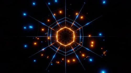 Videohive - cosmic fractal tunnel with glowing orange blue lights vj loop abstract background - 43208434 - 43208434