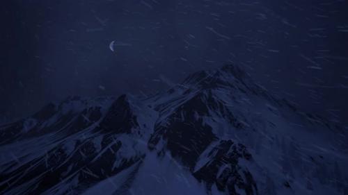 Videohive - Snowstorm In Mountains At Night - 43220556 - 43220556