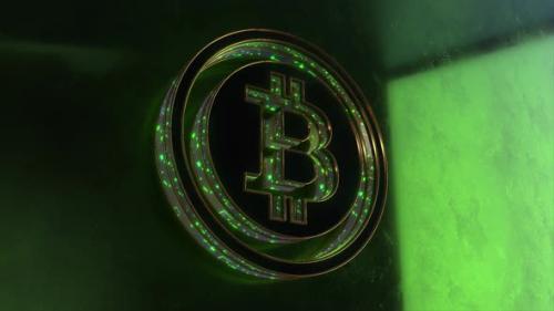 Videohive - 3D Bitcoin Icon Symbol Green Logo Animation Abstract Background 4K - 43221878 - 43221878