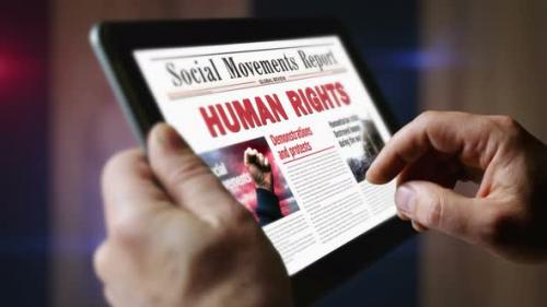 Videohive - Human rights universal freedom newspaper on mobile tablet screen - 43223006 - 43223006