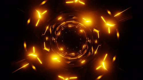 Videohive - abstract orange rotating circle tunnel with flashing light vj loop - 43242386 - 43242386