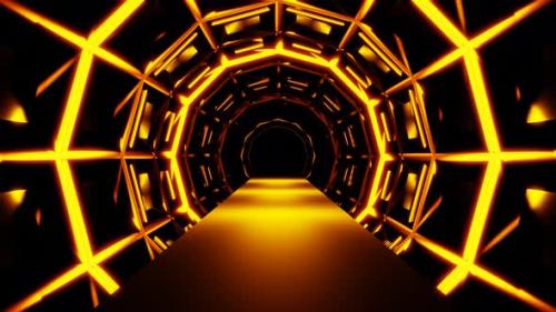 Videohive - golden light in yellow circle tunnel vj loop abstract background - 43242428 - 43242428