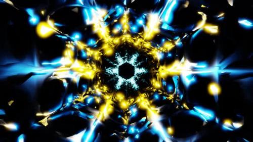 Videohive - vj loop pulsating energy , vibrating blue yellow fractal background - 43253583 - 43253583