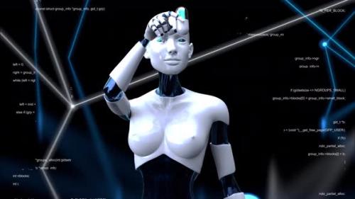 Videohive - 4K Woman robot holding a biotech pill - 43255172 - 43255172