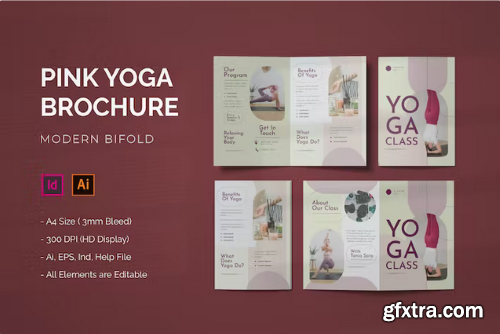 Pastel Pink Yoga - Bifold Brochure