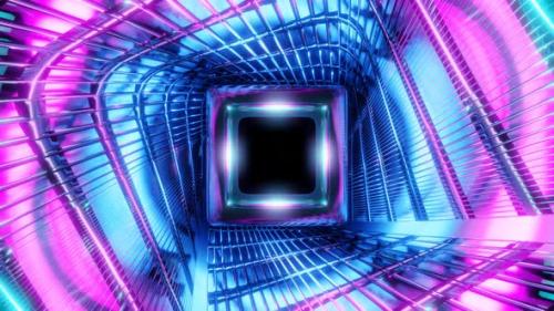 Videohive - purple blue cube reflect rotating in spiral colorful tube - 43267485 - 43267485