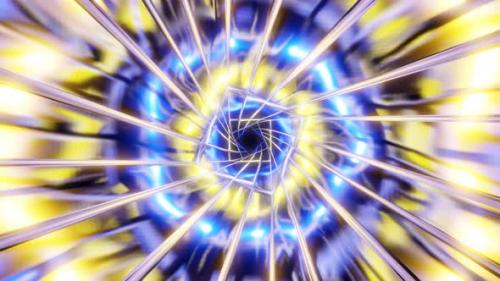 Videohive - yellow blue rotating sci fi shine glow tunnel vj loop - 43299707 - 43299707