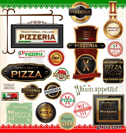 Vector pizza labels design