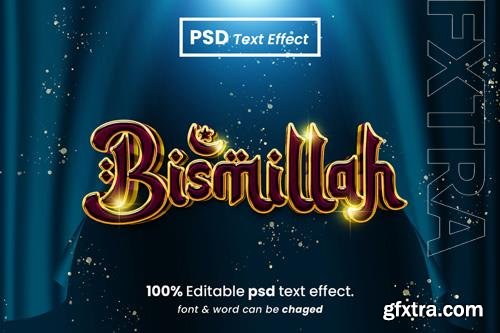 PSD bismillah glossy editable 3d text effect