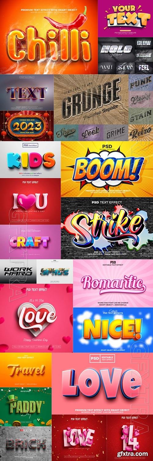 PSD set text effect, 3d editable text effect, font style vol 2