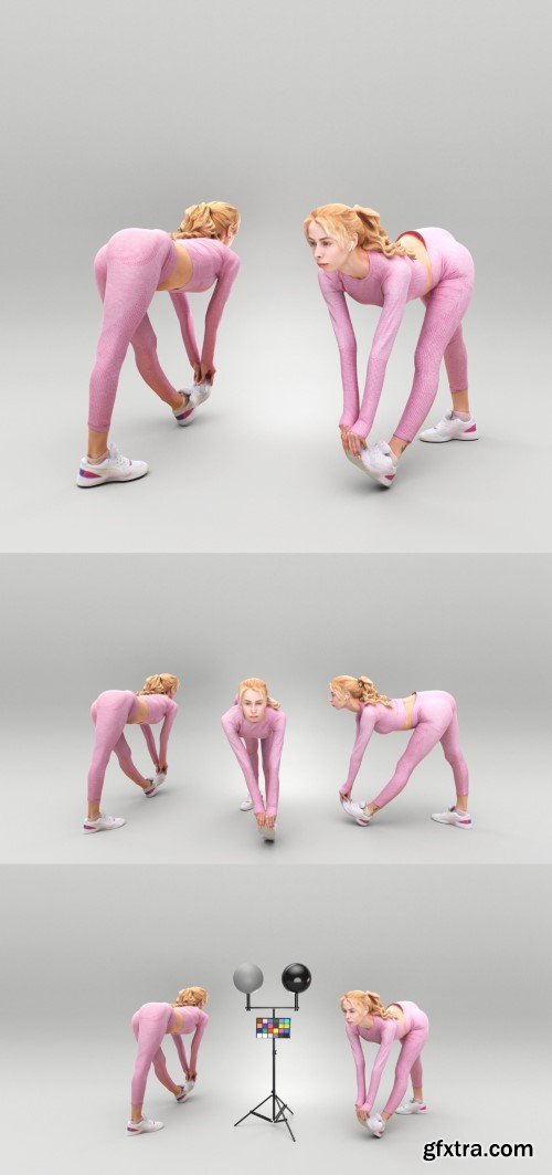 Sporty young woman in tracksuit training 383 Low-poly 3D model