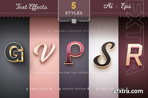 Set 5 Gold Editable Text Effects, Font Styles