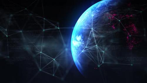 Videohive - Blockhain Earth Background - 43247701 - 43247701