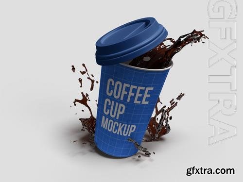 PSD realistic 3d render coffee cup mockup with plain backgrounds