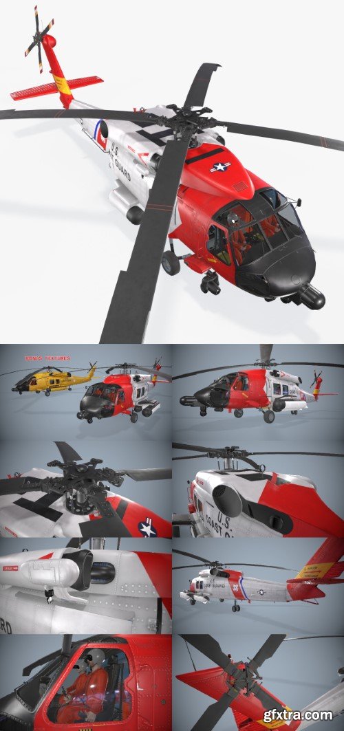 Sikorsky MH-60J Jay Hawk Basic Animation Low-poly 3D model