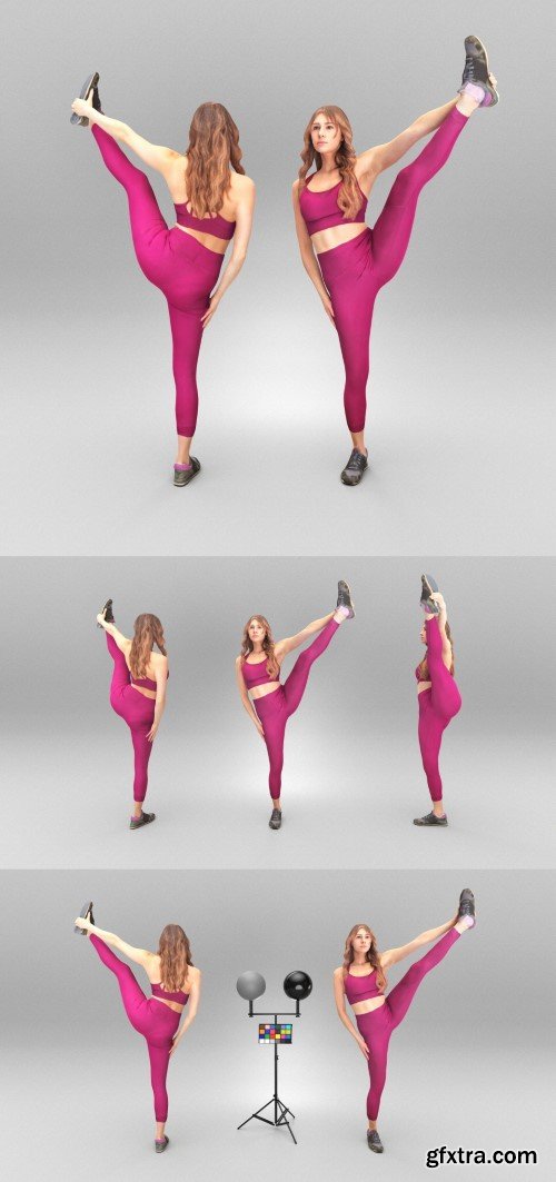 Beautiful woman doing gymnastics 379 Low-poly 3D model