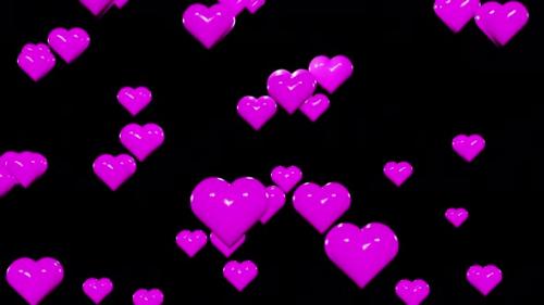 Videohive - Purple valentines day hearts fall down on black background 3d render loop. Love concept, romantic - 43283087 - 43283087