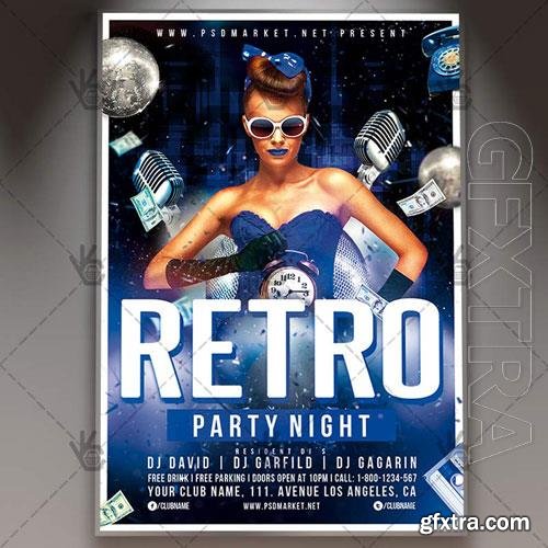 Psd retro party night flyer design templates