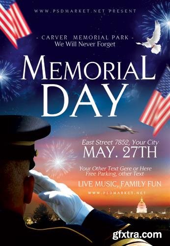 Psd happy memorial day flyer design templates