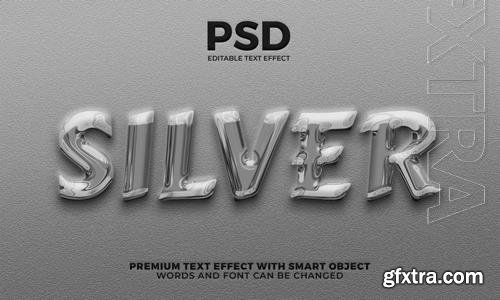 PSD liquid silver luxury 3d editable text effect