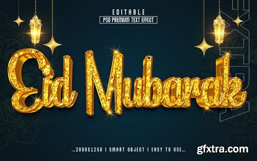 PSD eid mubarak 3d editable  text effect style