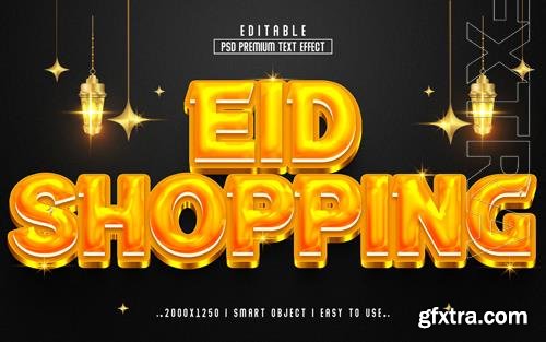 PSD eid shopping 3d editable psd text effect style