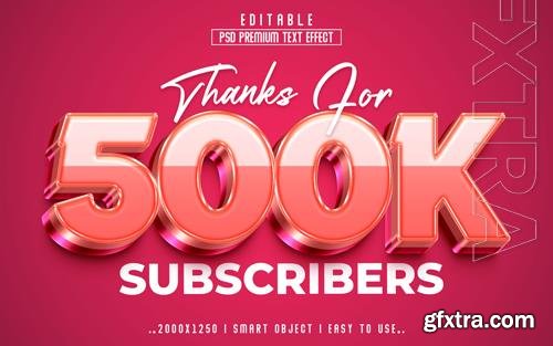 PSD 500k subscribe 3d editable psd text effect style