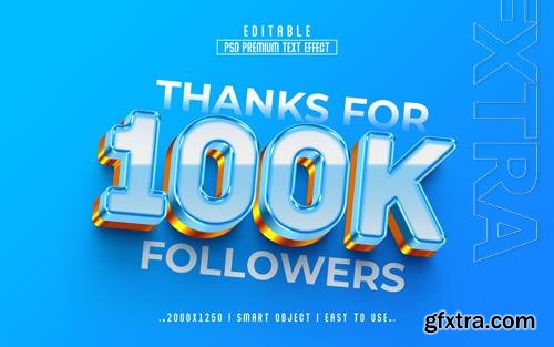 PSD 100k followers 3d editable psd text effect style