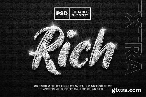 PSD rich silver glitter luxury editable text effect style