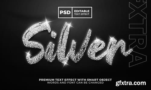 PSD luxury silver glitter shiny editable text effect