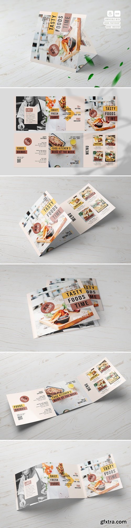 Restaurant Food Square Trifold Brochure 5CRDVEV