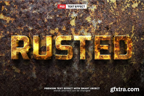 Realistic Rusted Yellow Metal Text Effect Template