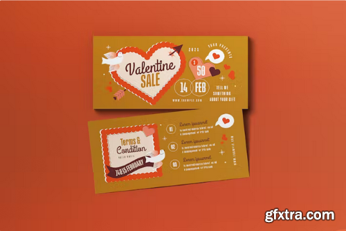 Gold Flat Design Valentine Sale Voucher