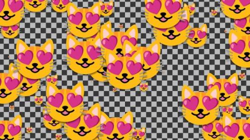 Videohive - Emojii Smiling Cat With Heart Eyes Transition | UHD | 60fps - 43335681 - 43335681