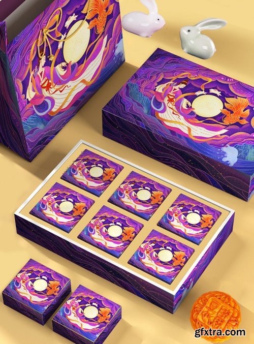 Mid Autumn Festival Moon Cake Packaging Box Template 401950799