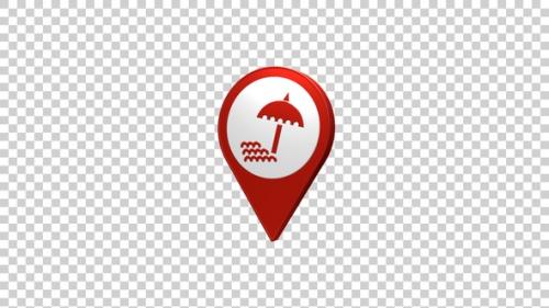 Videohive - Beach Map Pin Location Icon Red - 43306785 - 43306785