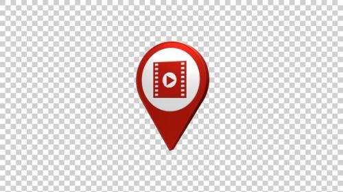 Videohive - Cinema Map Pin Location Icon Red - 43306789 - 43306789