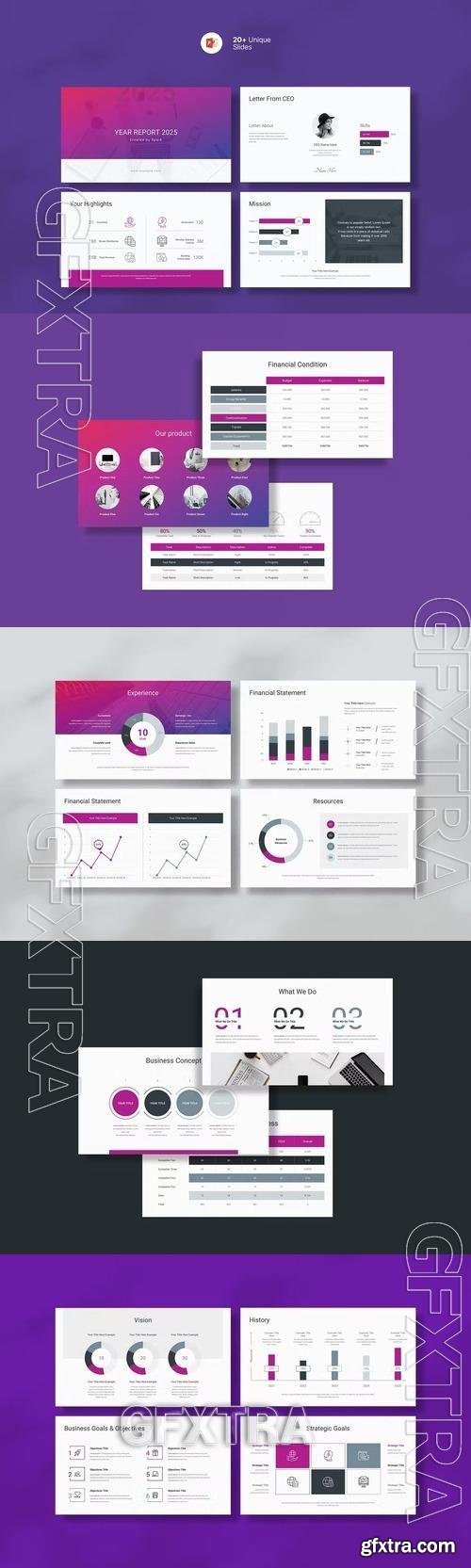 2025 Year Report PowerPoint Template 63FXPVC