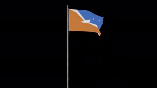 Videohive - Tierra Del Fuego Province Flag on Pole Alpha Channel - 43315515 - 43315515