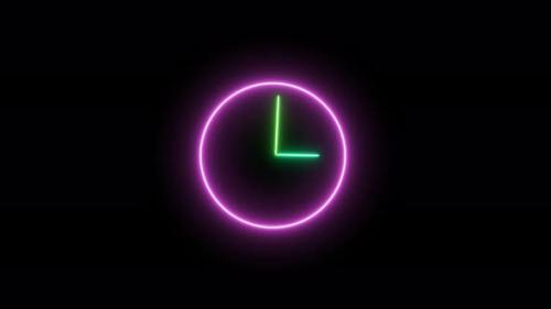 Videohive - Bright clock with glowing neon light . wall clock timer .12 hour is going speedyVd1118 - 43323064 - 43323064