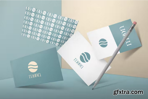 Floating Logo Papers Mockup