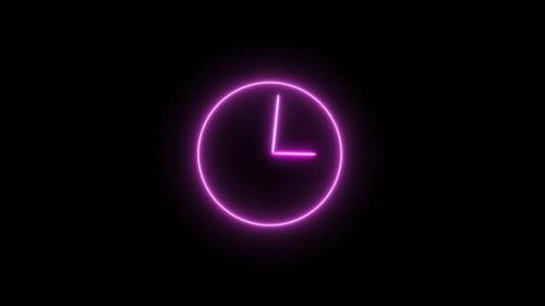 Videohive - Bright clock with glowing neon light . wall clock timer .12 hour is going speedyVd1117 - 43323066 - 43323066